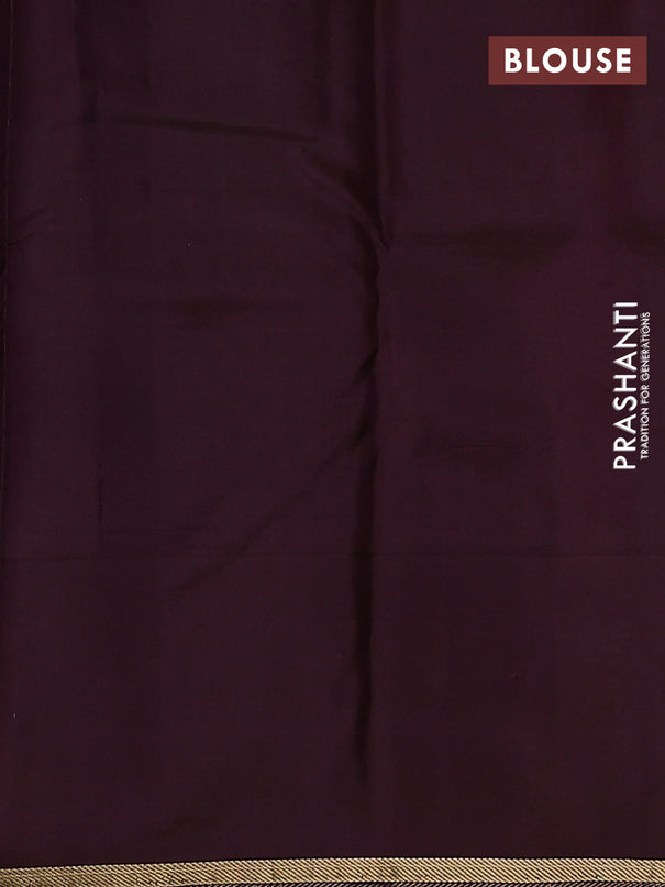 Pure kanchipuram silk saree teal blue and coffee brown with zari woven buttas and simple zari woven border