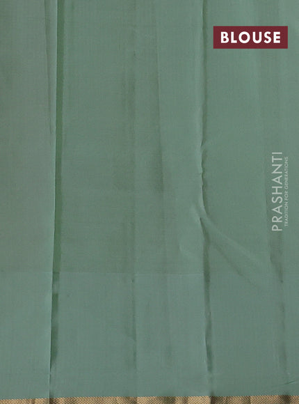 Pure kanchipuram silk saree purple and pastel green with zari woven buttas and simple zari woven border