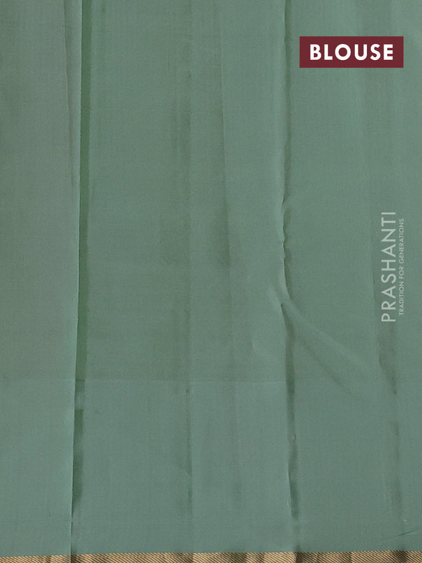 Pure kanchipuram silk saree purple and pastel green with zari woven buttas and simple zari woven border