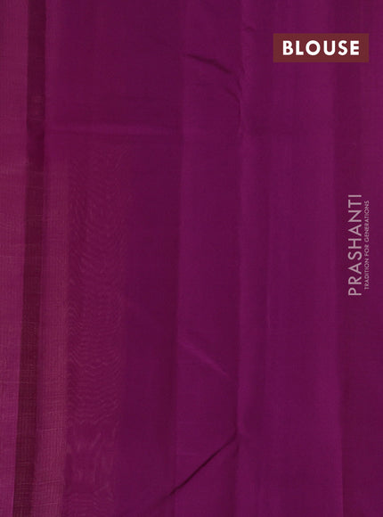 Pure kanchipuram silk saree cream and purple with zari woven buttas and zari woven butta border