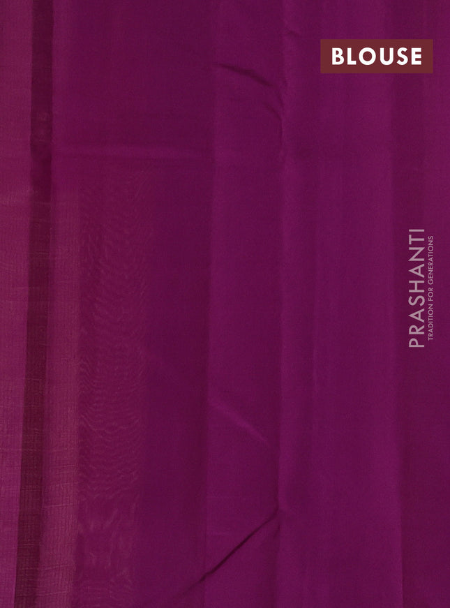 Pure kanchipuram silk saree cream and purple with zari woven buttas and zari woven butta border