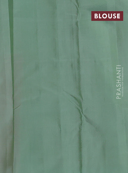 Pure kanchipuram silk saree maroon and pastel green with zari woven buttas and zari woven butta border