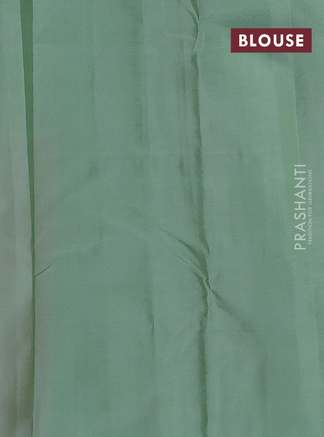 Pure kanchipuram silk saree maroon and pastel green with zari woven buttas and zari woven butta border