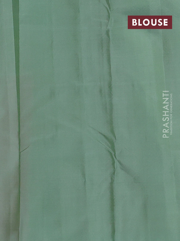 Pure kanchipuram silk saree maroon and pastel green with zari woven buttas and zari woven butta border