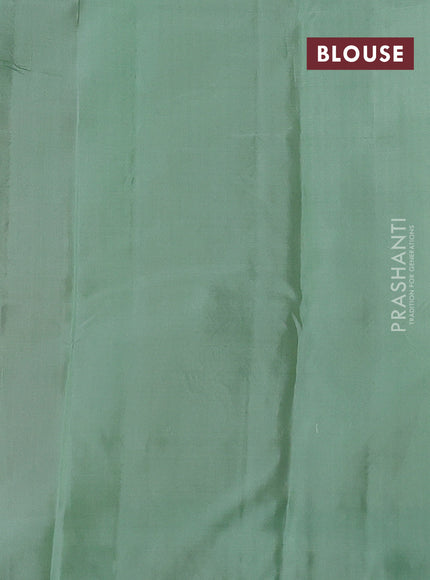 Pure kanchipuram silk saree purple and pastel green with zari woven buttas and zari woven butta border