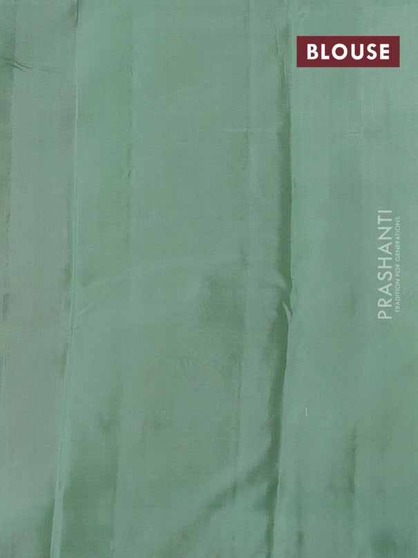 Pure kanchipuram silk saree purple and pastel green with zari woven buttas and zari woven butta border