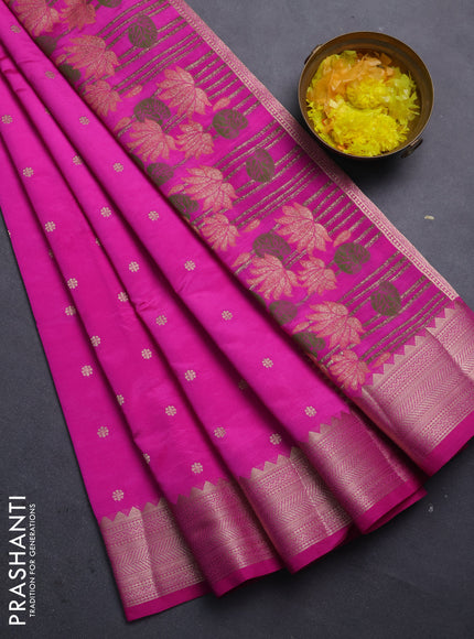 Semi raw silk saree pink with allover zari woven buttas and zari woven border
