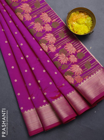 Semi raw silk saree pink with allover zari woven buttas and zari woven border
