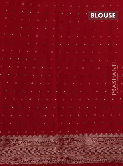 Semi raw silk saree red with allover zari woven buttas and zari woven border