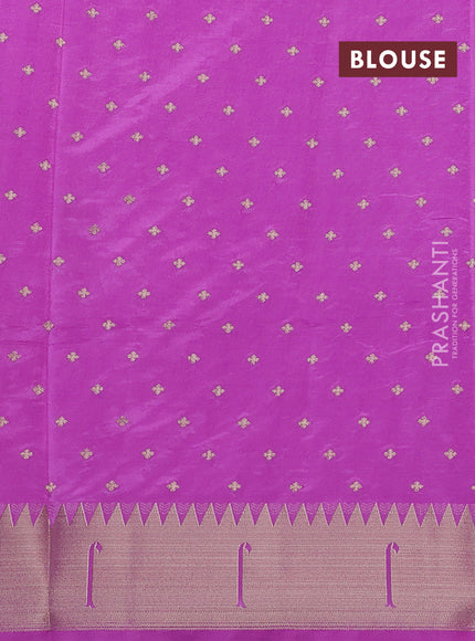Semi raw silk saree lavender with allover zari woven buttas and pichwai design pallu