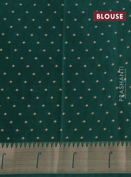 Semi raw silk saree green with allover zari woven buttas and pichwai design pallu