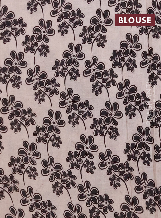 Kalamkari cotton saree beige and pink with allover prints and printed border