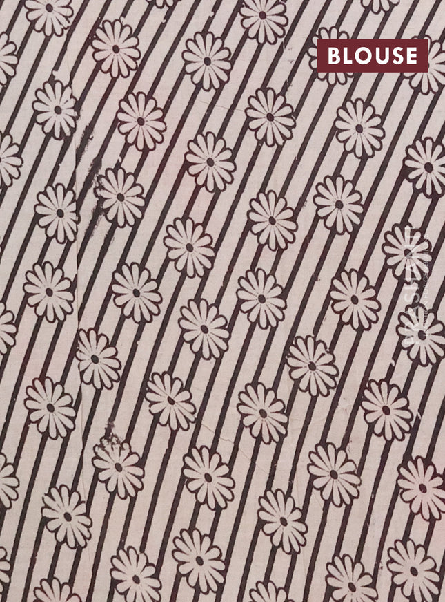 Kalamkari cotton saree green and orange with allover prints and printed border