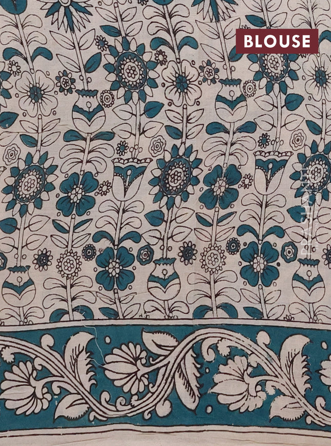 Kalamkari cotton saree deep maroon and green with allover prints and printed border