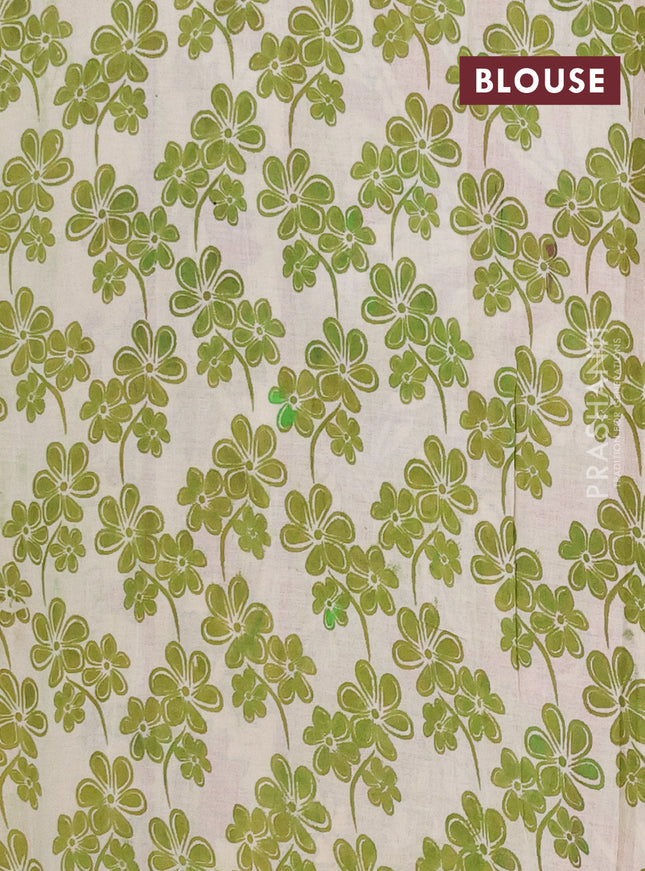 Kalamkari cotton saree mehendi green and peacock green with allover prints and printed border