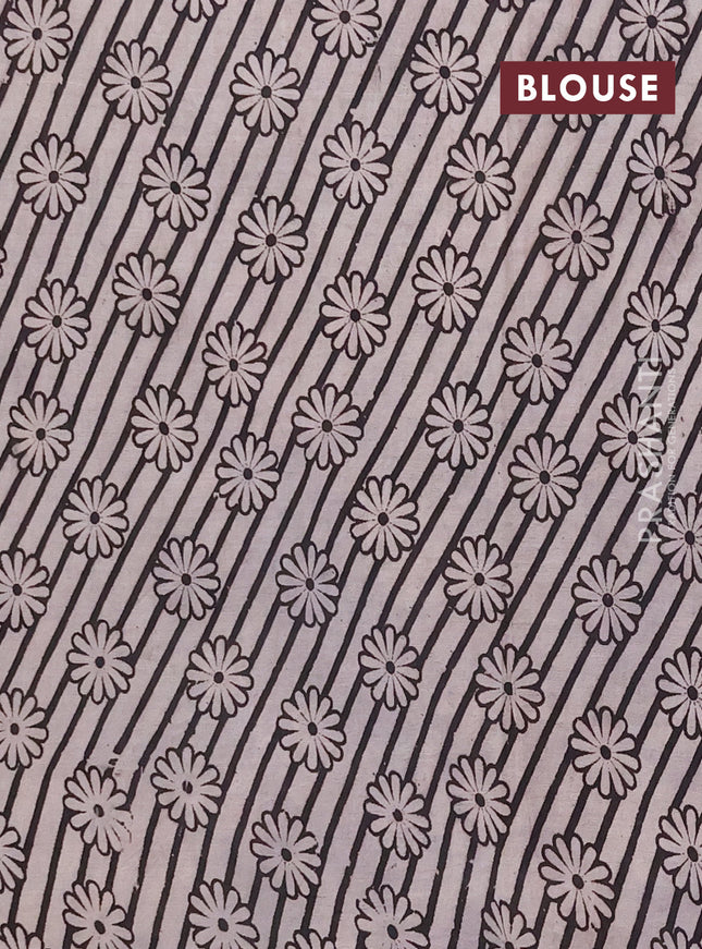 Kalamkari cotton saree beige and black with allover prints and printed border