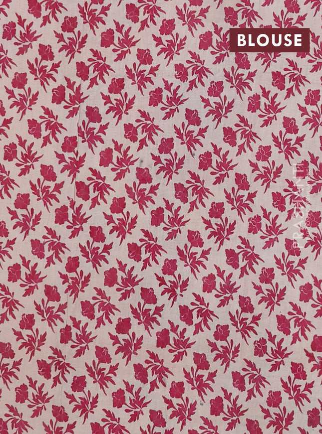 Kalamkari cotton saree green and beige with allover prints and printed border