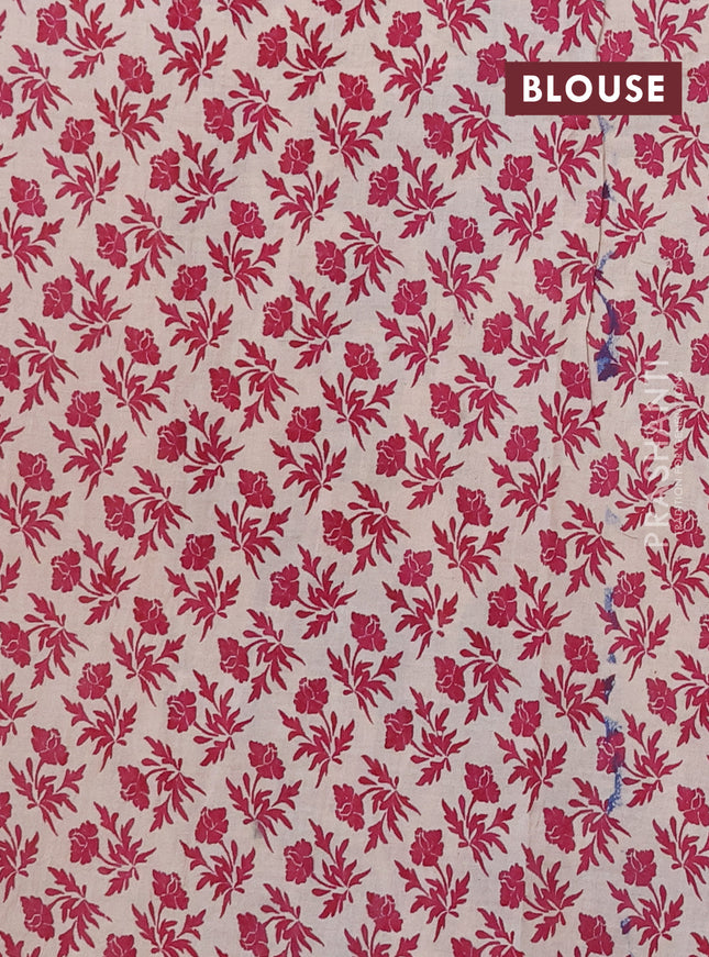 Kalamkari cotton saree blue and beige with allover prints and printed border