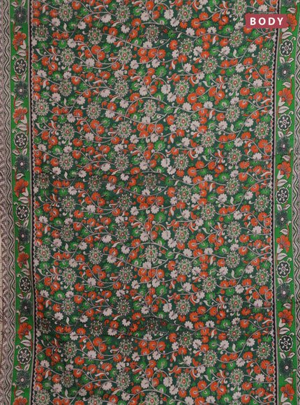 Kalamkari cotton saree green with allover prints and printed border