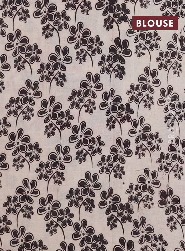 Kalamkari cotton saree peacock green and magenta pink with allover prints and printed border