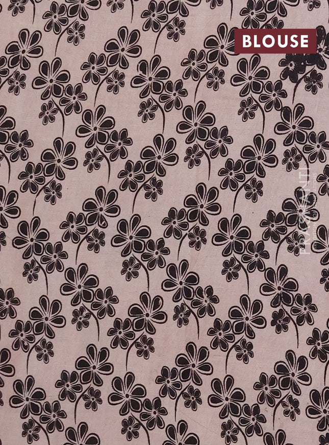 Kalamkari cotton saree maroon and yellow with allover prints and printed border