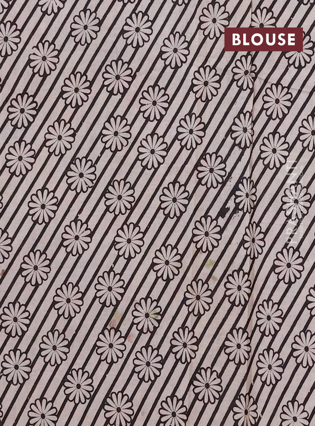 Kalamkari cotton saree green and black with allover prints and printed border