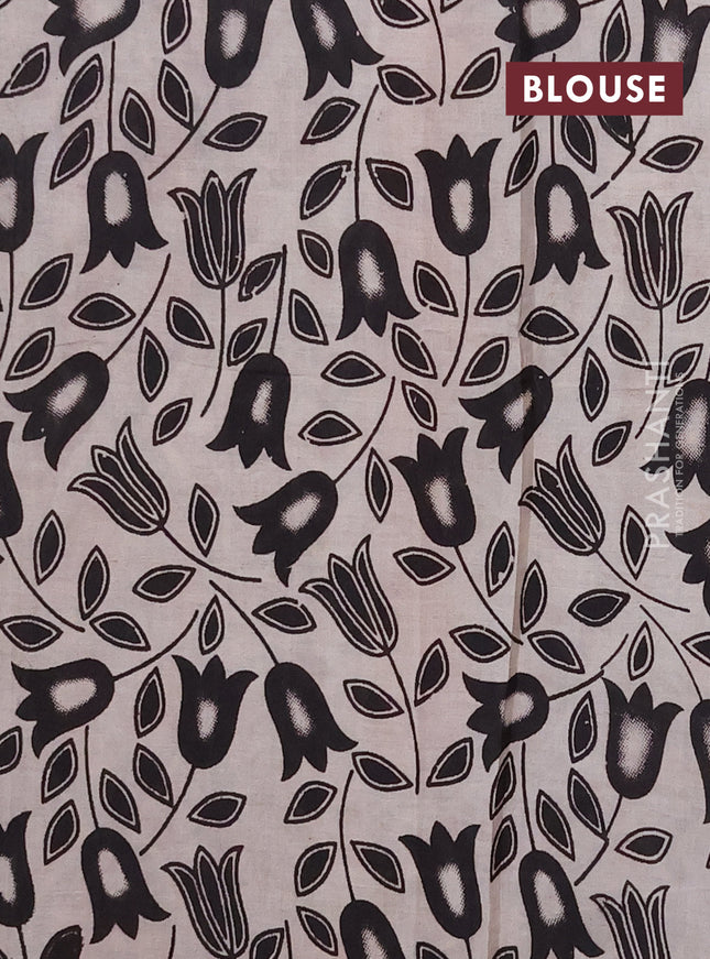 Kalamkari cotton saree black with allover prints and printed border