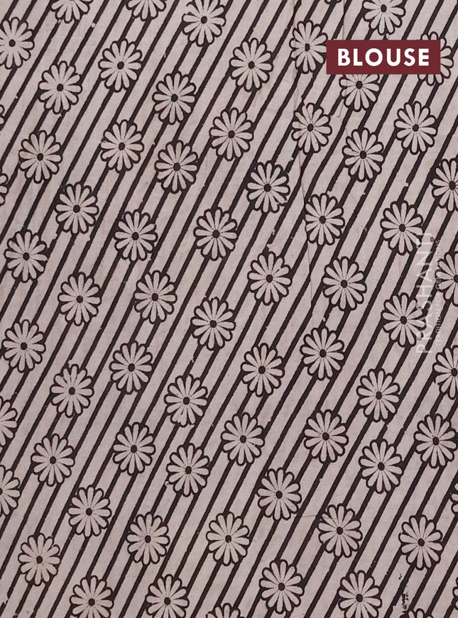 Kalamkari cotton saree black and magenta pink with allover prints and printed border