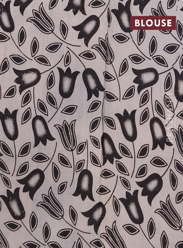 Kalamkari cotton saree beige and black with allover prints and printed border