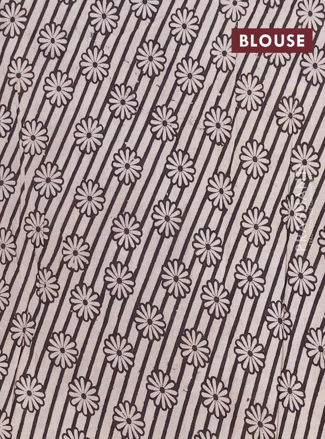 Kalamkari cotton saree beige and light green with allover prints and printed border