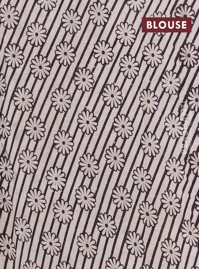 Kalamkari cotton saree beige and peacock green with allover prints and printed border