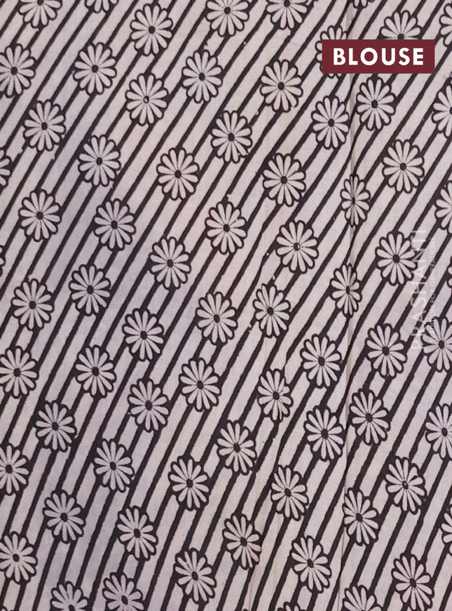 Kalamkari cotton saree beige and black with allover prints and printed border