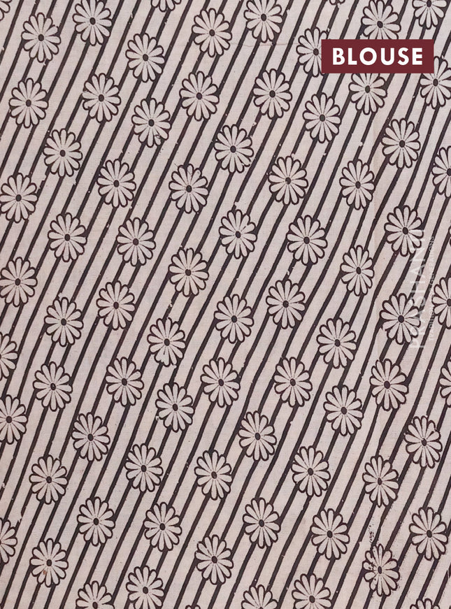 Kalamkari cotton saree beige blue and wine shade with allover pichwai prints and printed border