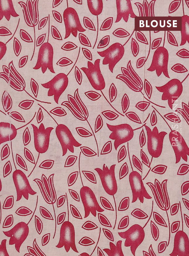 Kalamkari cotton saree dark mustard and pink with allover pichwai prints and printed border