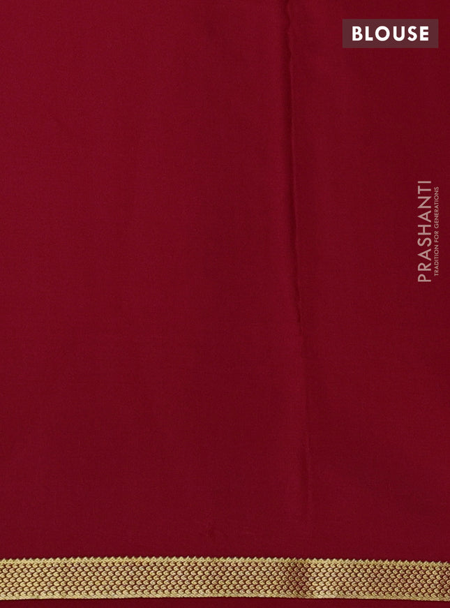 Pure mysore silk saree kumkum red with allover zari woven checked pattern and zari woven border