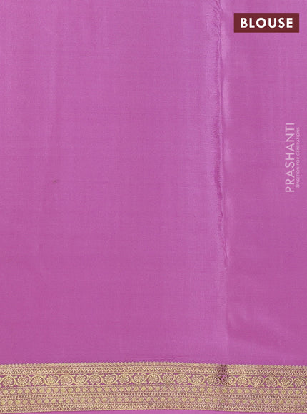 Pure mysore silk saree bottle green and light pink with allover zari woven checked pattern and zari woven border