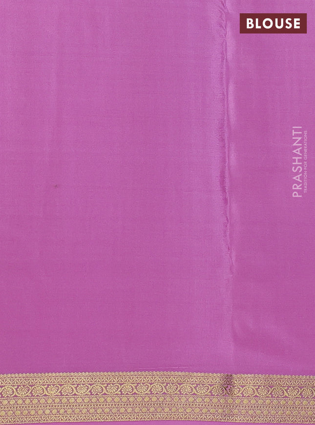 Pure mysore silk saree bottle green and light pink with allover zari woven checked pattern and zari woven border