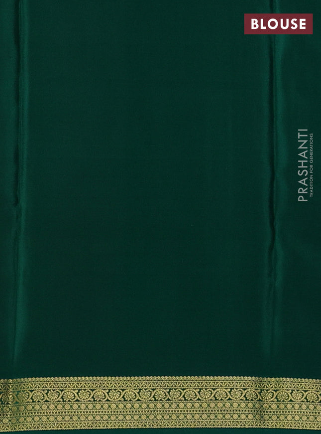 Pure mysore silk saree pink and green with allover zari woven checked pattern and zari woven border