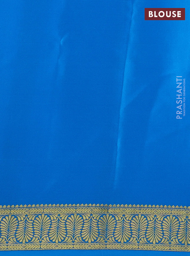 Pure mysore silk saree lotus pink and cs blue with plain body and zari woven border