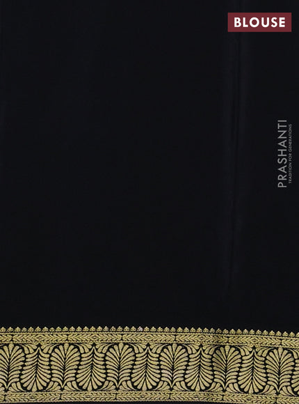 Pure mysore silk saree blue and black with plain body and zari woven border