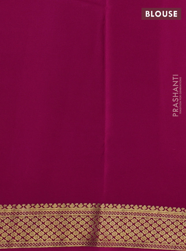 Pure mysore silk saree grey and pink with plain body and zari woven border