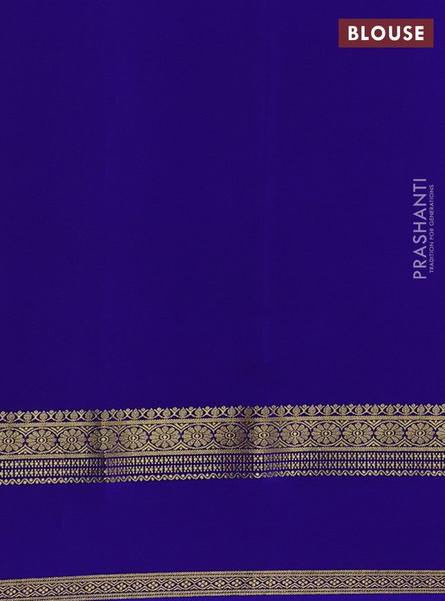 Pure mysore silk saree orange and blue with plain body and rettapet zari woven border
