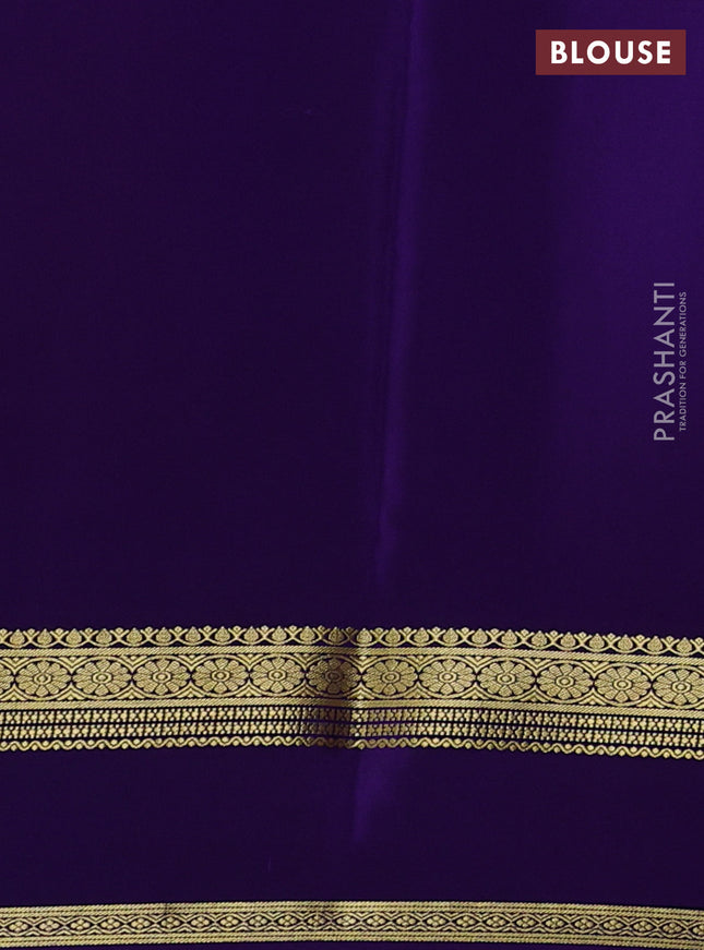 Pure mysore silk saree magenta pink and violet with plain body and rettapet zari woven border