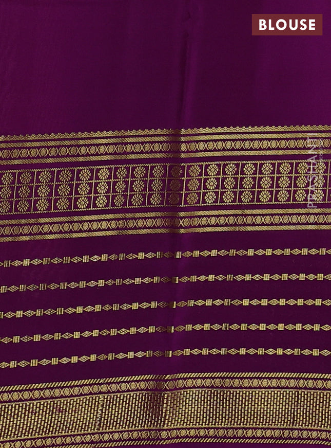 Pure mysore silk saree pastel pink and purple with plain body and long zari woven border