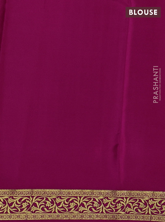 Pure mysore silk saree pastel blue and pink with plain body and zari woven border