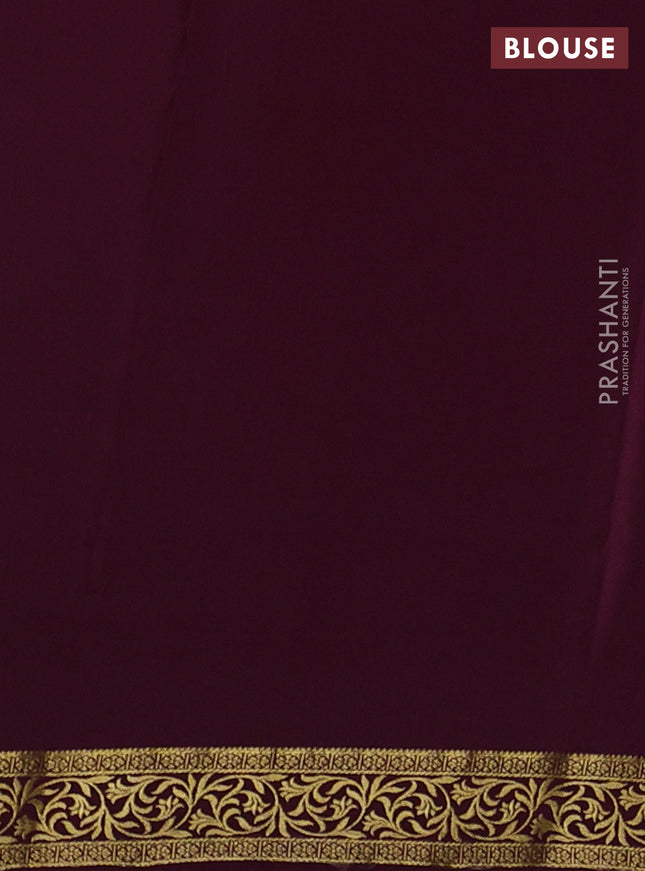 Pure mysore silk saree orange and deep maroon with plain body and zari woven border