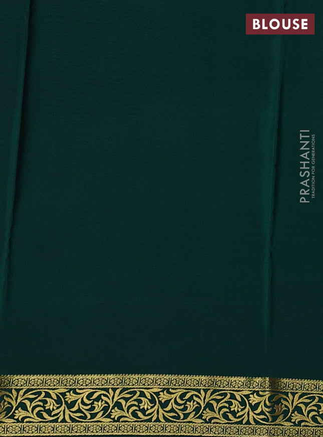 Pure mysore silk saree pink and green with plain body and zari woven border