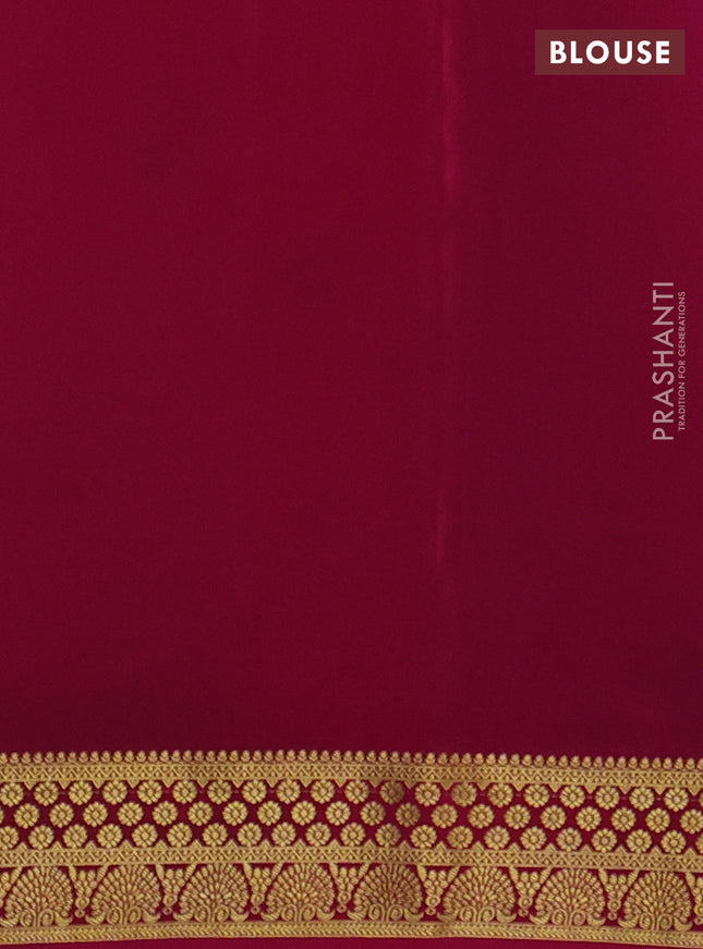 Pure mysore silk saree cs blue and magenta pink with allover zari woven buttas and zari woven border