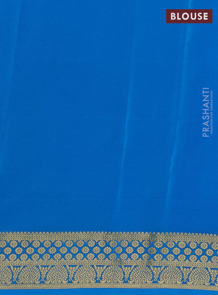 Pure mysore silk saree lavender and cs blue with allover zari woven buttas and zari woven border