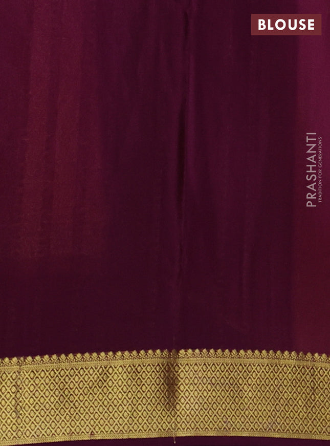 Pure mysore silk saree sandal and wine shade with allover zari woven buttas and zari woven border